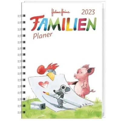 Abbildung von Helme Heine Familienplaner Buch A5 2023. Familienkalender mit 5 Spalten. Liebevoll illustrierter Kalender Einstecktasche und Schulferien. Terminplaner 160 Seiten.