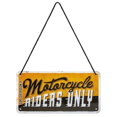 Abbildung von Nostalgic Art Retro Hängeschild, 10 x 20 cm, Motorcycle Riders Only Geschenk Idee für Motor Fans, aus Metall, Vintage Design, Blechschilder Sprüche