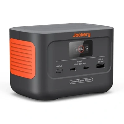 Abbildung von Jackery Stromgenerator Explorer 100 Plus tragbare Powerstation 99Wh LiFePO4, PD3.0 100W, Total 128W