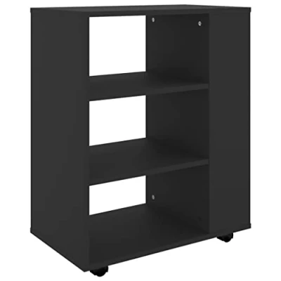 Abbildung von vidaXL Rollschrank mit Fächern Rollcontainer Büroschrank Aktenschrank Bürocontainer Schrank Büro Druckerschrank Schwarz 60x35x75cm Holzwerkstoff