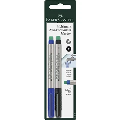 Abbildung von Faber Castell CD Marker Multimark non permanent F blau/schwarz auf Bli