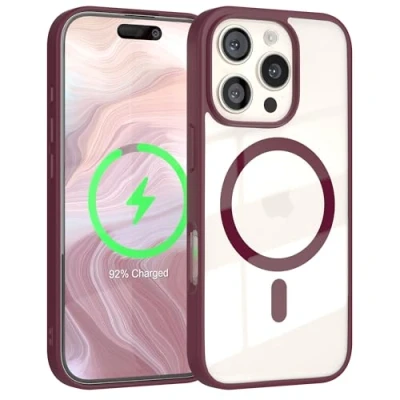 Abbildung von EAZY Case Hülle für iPhone 16 Pro kompatibel mit Qi Charging Ultra Aufprallschutz Stoßfest und Kratzfest dünne Schutzhülle Kameraschutz Silikon Cover Clear Hybrid Handy Beere