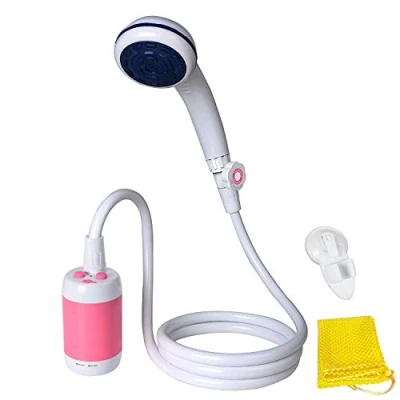 Abbildung von Tragbare Dusche Elektrische Camping für Zuhause oder im Freien duschen Auto waschen Pet baden Vegetation Bewässerung mit Duschkopf Absperrventil und eingebauter 4800mAh Batterien(Rosa)