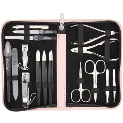 Abbildung von DREI SCHWERTER 16 tlg. Maniküre Pediküre Set &#039;Cinisello&#039; Hochwertiges Nageletui aus Kunstleder zur Hand &amp; Fußpflege. Farbe: rosa Inhalt: Nagelschere, Nagelknipser, Pinzette vieles mehr!