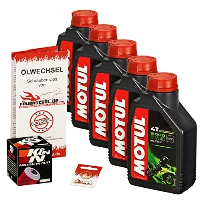 Abbildung von Motul 10W 40 Öl + K&amp;N Ölfilter für Kawasaki ZR 1100 Zephyr, ZRT10A ZRT10B Ölwechselset inkl. Motoröl, Filter, Dichtring