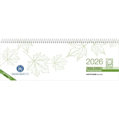 Abbildung von Zettler Schreibtischquerkalender 28,6x9,9cm 1 Woche/2 Seiten RC 2026