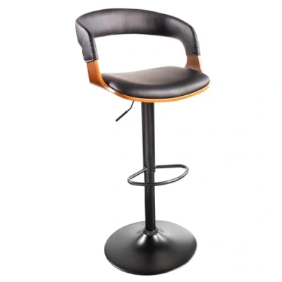 Abbildung von riess ambiente Barhocker MANHATTAN schwarz / braun (Einzelartikel, 1 St), Kunstleder · Metall höhenverstellbar 360 drehbar mit Lehne