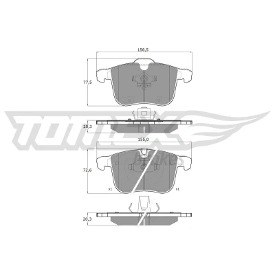 Abbildung von TOMEX brakes TX 16 19 Bremsbelagsatz Vorderachse für Verschleißwarnanzeiger vorbereitet OPEL: Vectra C Caravan, Signum CC, CC