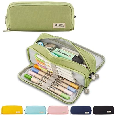 Abbildung von X SIM FITNESSX Federmäppchen Federtaschen Teenager Mädchen Mäppchen Etui Stifte 3 Fach, Große Kapazität Pencil Case für Schule &amp; Büro (Helle Grün)