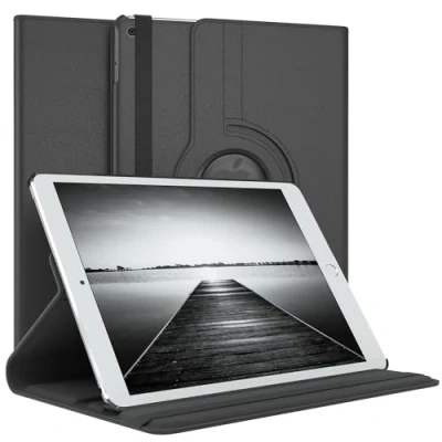 Abbildung von EAZY Case Tablet Hülle für iPad Air 2 Schutzhülle 9.7 Zoll Smart Cover Rotationcase zum Aufstellen Klapphülle 360 drehbar mit Standfunktion Tasche Kunstleder Schwarz