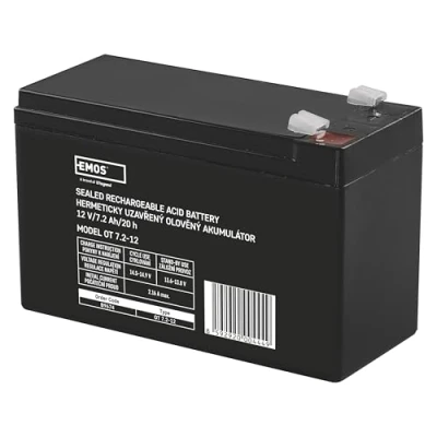 Abbildung von EMOS Wartungsfreier Bleiakku 12V 7,2Ah AGM Batterie Faston 6,3mm Anschluss Für USV Geräte, Alarmsysteme 151x65x94mm