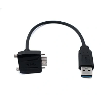 Abbildung von System S USB 3.0 Kabel 30 cm Micro B Stecker zu Typ A Schraube Winkel in Schwarz