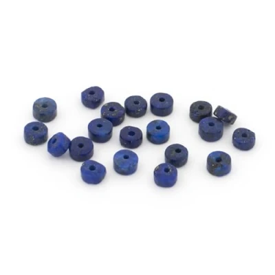 Abbildung von Vintageparts Heishi Perlen aus Lapis Lazuli in blau 4x2mm 20 Stück zum Schmuck selber basteln
