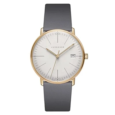 Abbildung von Junghans 47/7853.02 max bill Damenuhr mit Saphirglas Grau/Goldfarben
