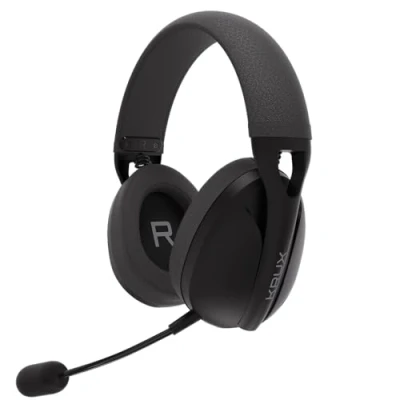 Abbildung von KRUX Clapz Wireless Black, Gaming Headset Wireless, Switch, PS5, PS4, Xbox, mit Mikrofon, Ultraleicht Headphones (175g), BT und 2.4GHz USB Verbindung, Abnehmbares KRXC003