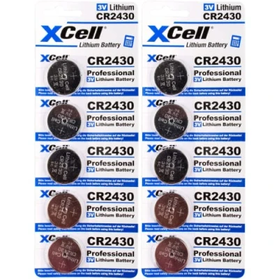Abbildung von 10er Set CR2430 Lithium Knopfzelle 3V / 290mAh (2x5er Pack) Hochleistungs Batterie für professionelle Anwendungen