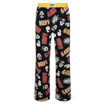 Abbildung von Recovered Kiss Band Loungehose Erwachsene Herren Musik Rock All Over Print Baumwollstoff Lässige Schlafanzughose für Loungewear Nachtwäsche, Schwarz , L
