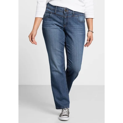 Abbildung von Sheego Stretch Jeans &quot;Große Größen&quot;, &quot;Die Gerade&quot; mit Used Effekten