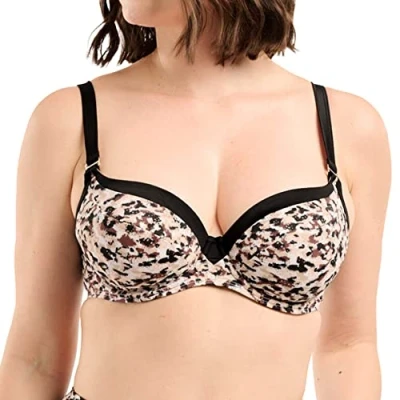Abbildung von Sans Complexe Damen Sunset Stay Badeanzug Top mit Bügel, Animal Print Sand Black, 80D