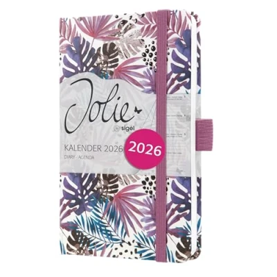 Abbildung von SIGEL J6354 Wochenkalender Jolie 2026, Violet Jungle Fever, circa A6, Hardcover, Gummiband, Stiftschlaufe, Einstecktasche, 174 Seiten, vegan, Buchkalender, Terminplaner