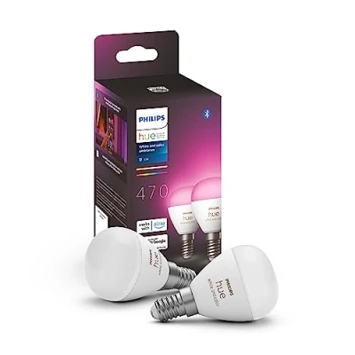 Abbildung von Philips Hue Luster Kugellampe White and Color E14 2er Pack