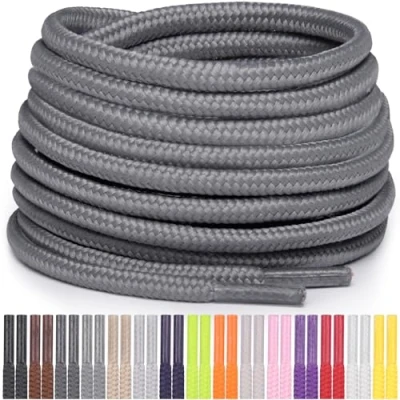 Abbildung von Miscly Schnürsenkel Rund Reißfest für Sportschuhe, Sneaker und Stiefel, Ø 4 mm (69 cm, Grau)