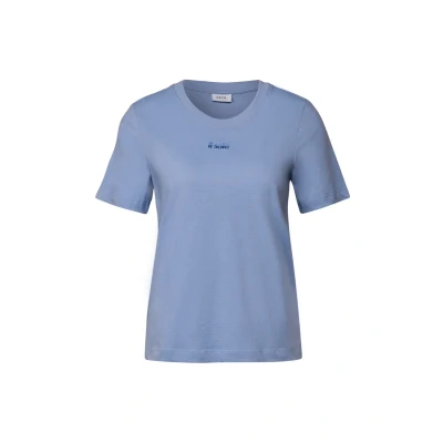 Abbildung von CECIL Damen B323586 T Shirt mit Wording Detail, Deep Pastel Blue, L