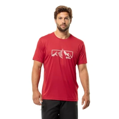 Abbildung von Jack Wolfskin PEAK Graphic Sport Tshirt, Herren, Größe: XXL, Red glow