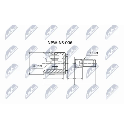 Abbildung von NTY NPW NS 006 Gelenksatz Hinterachse, getriebeseitig, Hinterachse links, rechts NISSAN: Qashqai / Qashqai+2 I, 2, X Trail