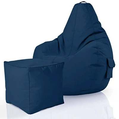 Abbildung von Green Bean Sitzsack Cozy+Cube (2er Set + Hocker fertig befüllt robust waschbar schmutzabweisend , Kinder &amp; Erwachsene Bag Bodenkissen), Lounge Sitzhocker Relax Sessel Gamer Gamingstuhl Pouf