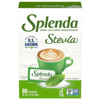 Abbildung von SPLENDA Stevia Süßstoff von Naturals: Keine Kalorien, ganz natürlicher Zuckerersatz ohne bitteren Nachgeschmack. Granulierte Einzelportionspackungen 5,6 Unzen (80 Stück)
