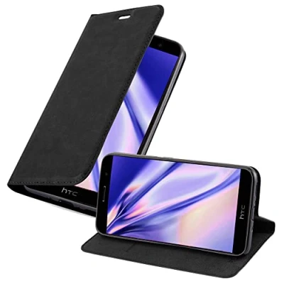Abbildung von Cadorabo Hülle kompatibel mit HTC Ocean / U11 aus Premium Kunst Leder Flip Klappbare Stoßfeste Magnetische [Standfunktion] [Kartenfächern] Cover für Tasche in Schwarz