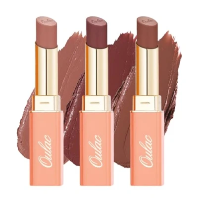 Abbildung von Oulac Lippenstift Satin Finish,Matte &amp; Cremiger Pflegestift, Hochpigmentiert, Langzeithaltbar, Vegan (11+14+15)