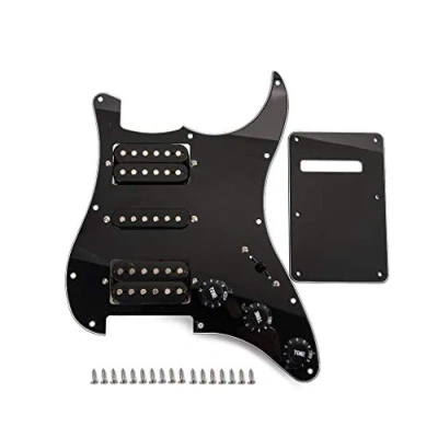 Abbildung von Alnicov Humbucker Schlagbrett mit Kabelplatte schwarz für HSH Gitarre Rückdeckel und Schrauben