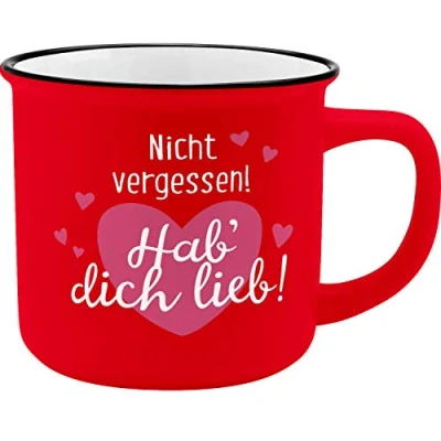 Abbildung von GRUSS &amp; CO Becher Motiv &quot;HDL&quot; New Bone China Porzellan, Emaille Optik, 35 cl Geschenk Liebe 45778