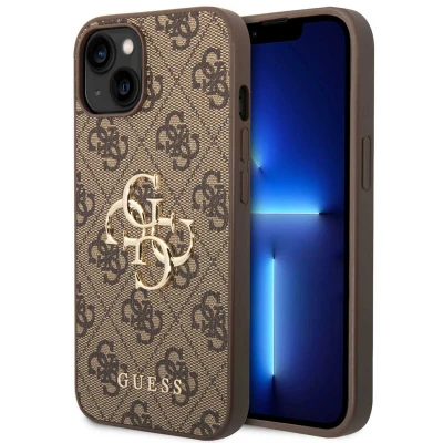 Abbildung von Guess PU 4G Metal Logo case iPhone 14 braun GUHCP14S4GMGBR