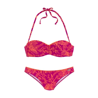 Abbildung von Venice Beach SET Bikini, Damen, Größe: 34xE, Orange pink bedruckt