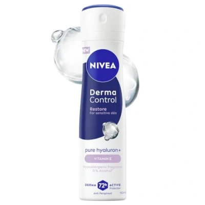 Abbildung von NIVEA Derma Control Restore Damen Antitranspirant 72h Schutz Spray mit Vitamin E 150ml