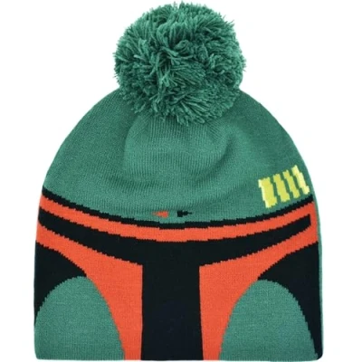 Abbildung von Concept One Unisex Star Wars Boba Fett Knitted Acrylic Winter Beanie Mütze, Grün Bommel, Einheitsgröße