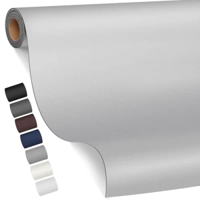 Abbildung von Leder kunstleder selbstklebend, 80 x 200cm Reparatur set, Kit für Möbel, Sofa, Autositze, Taschen, und Renovierung(Glatt Grau)