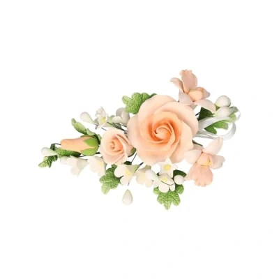 Abbildung von Cake Company Zuckerblumenboquet Rose 1 Stück apricot 1er Pack (1 x 74 g) Tortendekoration zur Hochzeit und Geburtstagen