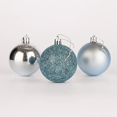 Abbildung von 60 mm/18 Stück Weihnachtskugeln, bruchsicher, hellblau, Weihnachtsbaumschmuck, Kugel, Ornamente, Kugeln, Weihnachtsdekoration, Urlaubsdekoration, glänzend, matt, glitzernd