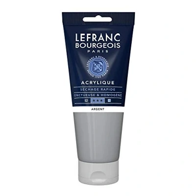 Abbildung von Lefranc Bourgeois 300447 Fine Acrylfarbe Silber, 200ml Tube, cremige auf Wasserbasis, schnell trocknend, lichtecht, wasserfest