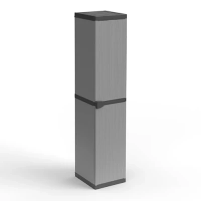 Abbildung von Adventa: Schrank aus Harz PVC und PP, 1 Tür, 3 Einlegeböden, einfach zu montieren, modulares System, robust, geeignet für Innen Außenbereiche, 34 x 40 165 cm, Grau Schwarz