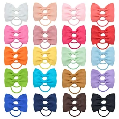 Abbildung von 40pcs Baby Mädchen Haarschleifen Haargummis Grosgrain Band Elastisches Haar Gummiband Pferdeschwanzhalter Haarschmuck für Kinder Kleinkinder