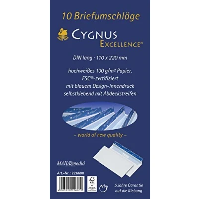 Abbildung von Cygnus Excellence 30002390 H&#039;Frei Kuverts und Elefantenhautkuverts Briefhülle DL HK 100 g weiß
