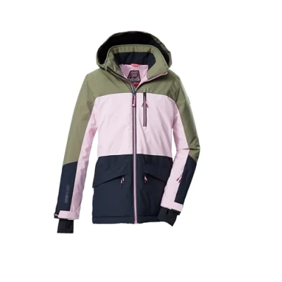 Abbildung von killtec Mädchen Skijacke/Funktionsjacke mit Kapuze und Schneefang KSW 208 GRLS SKI JCKT, hellrosa/sage/schwarz blau, 128, 43562 000