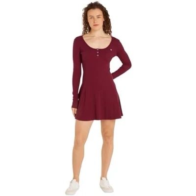 Abbildung von Tommy Jeans Henley Strickkleid, Damen, Größe: XXS, Valley grape