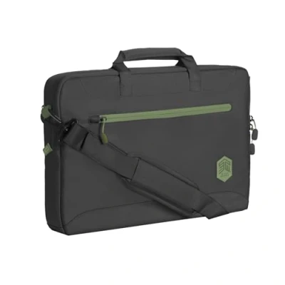 Abbildung von STM ECO Brief Laptop Tasche 16 Zoll kompatibel mit Apple MacBook Pro 16&quot; (Aus 100% recyceltem Polyester, Schultergurt, Leichtgängige Reißverschlüsse) Schwarz