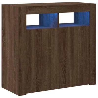 Abbildung von vidaXL Sideboard mit LED Beleuchtung Schrank Anrichte Beistellschrank Kommode Mehrzweckschrank Standschrank Braun Eichen Optik 80x35x75cm